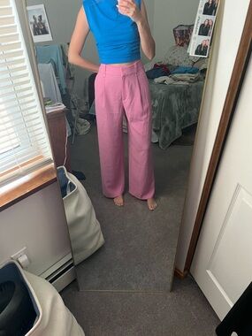 Free People Wide-Leg High-Waist Pink Trousers for Women